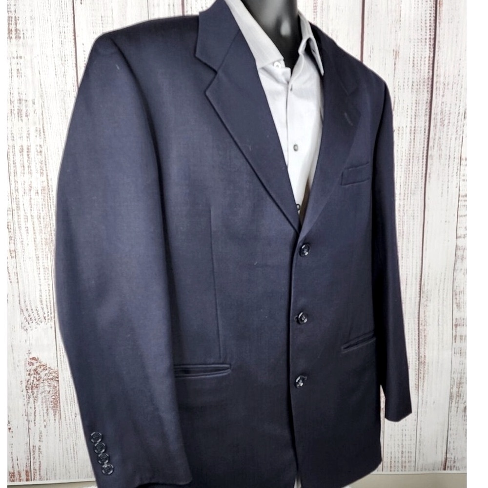 Albert Nipon Suit Mens 46r Navy 3 Button Wool Col… - image 4